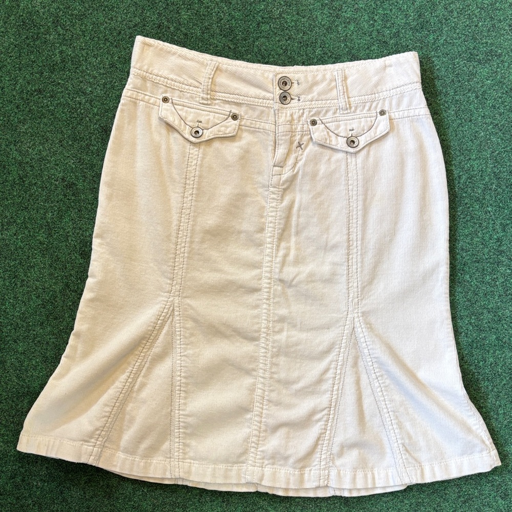 UNIONBAY Cream Lightweight Cotton Corduroy Surf Skirt, 1990’s Y2K, size 7, EUC